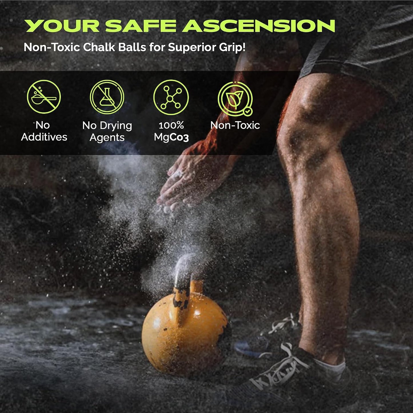 Gym Chalk | Magnesium Carbonate Athletic Chalk for Excellent Grip - Gym Workout Grip Chalk for Weightlifting & Gymnastics.